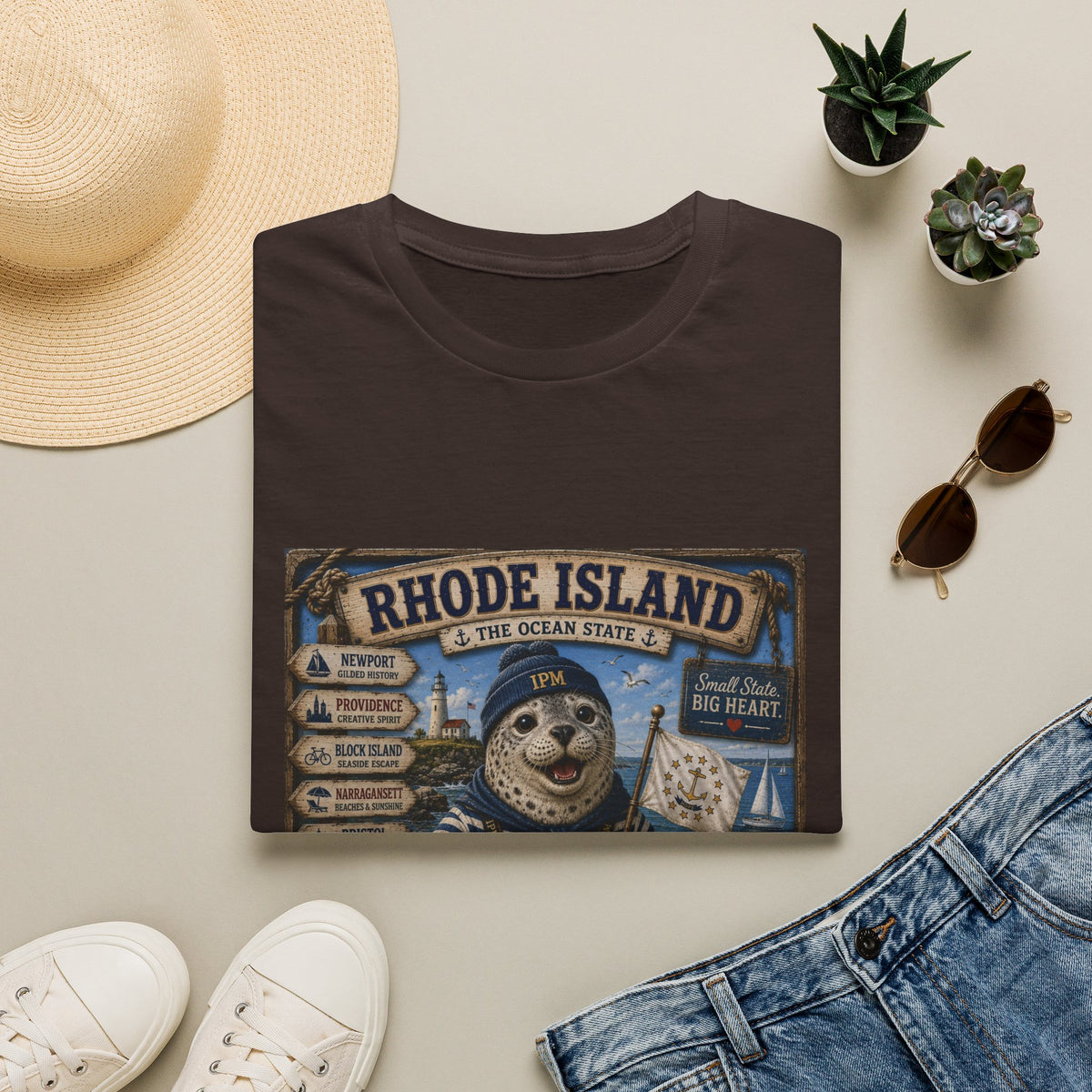 Rhode Island Sealife T-Shirt — 'The Ocean State' Vintage Seal Design