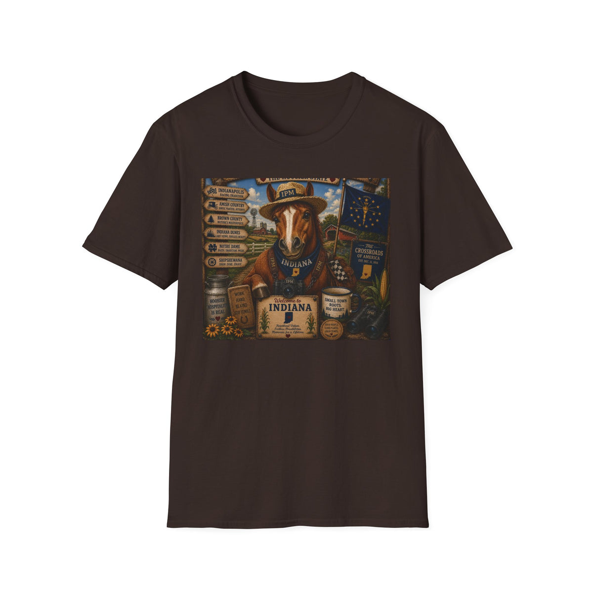 Indiana Scout Dog T-Shirt — Vintage State Travel Poster Design
