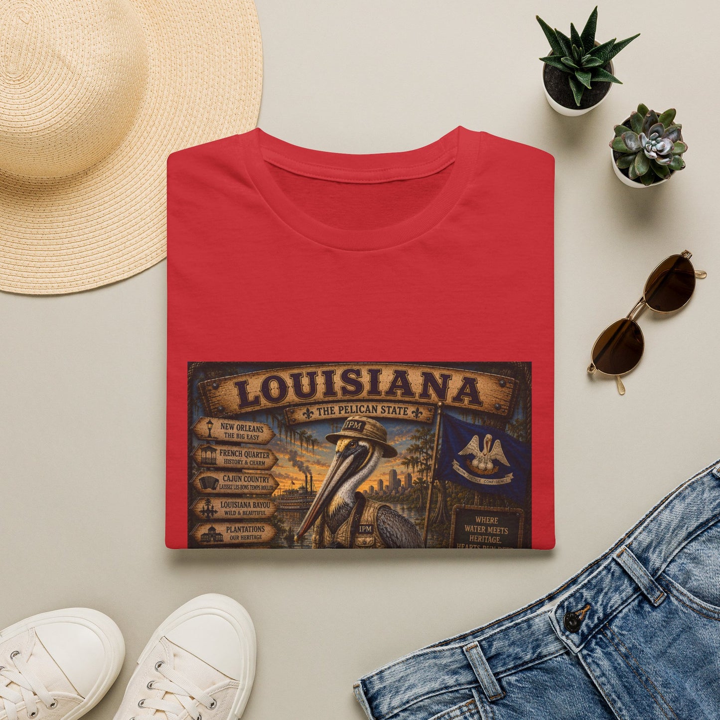 Louisiana Pelican State Vintage Poster T-Shirt — Retro Travel Souvenir