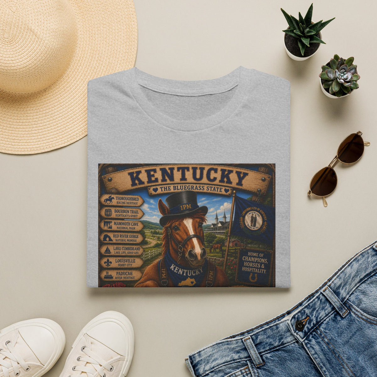 Kentucky Horse State Retro Vintage Graphic T-Shirt