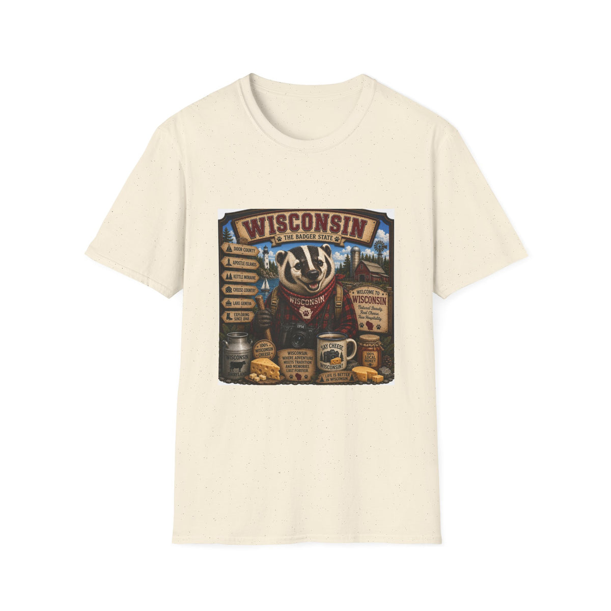 Wisconsin Badger Retro Travel T-Shirt — Vintage State Pride Tee