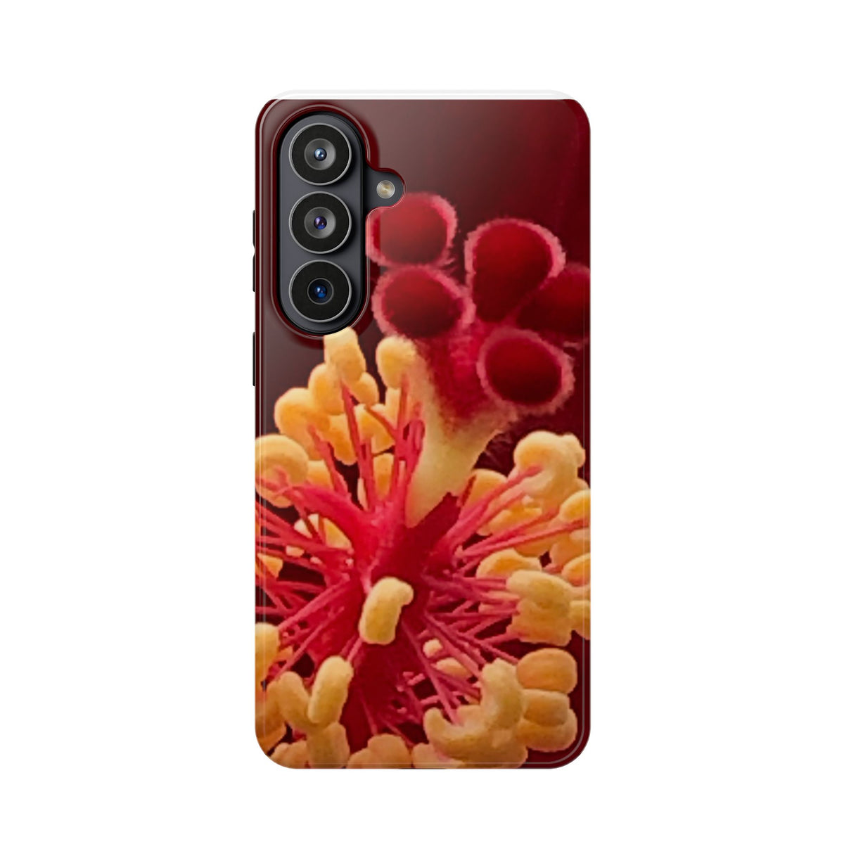 Floral Macro Phone Case — Red & Yellow Pollen Design (Magnetic Impact-Resistant)