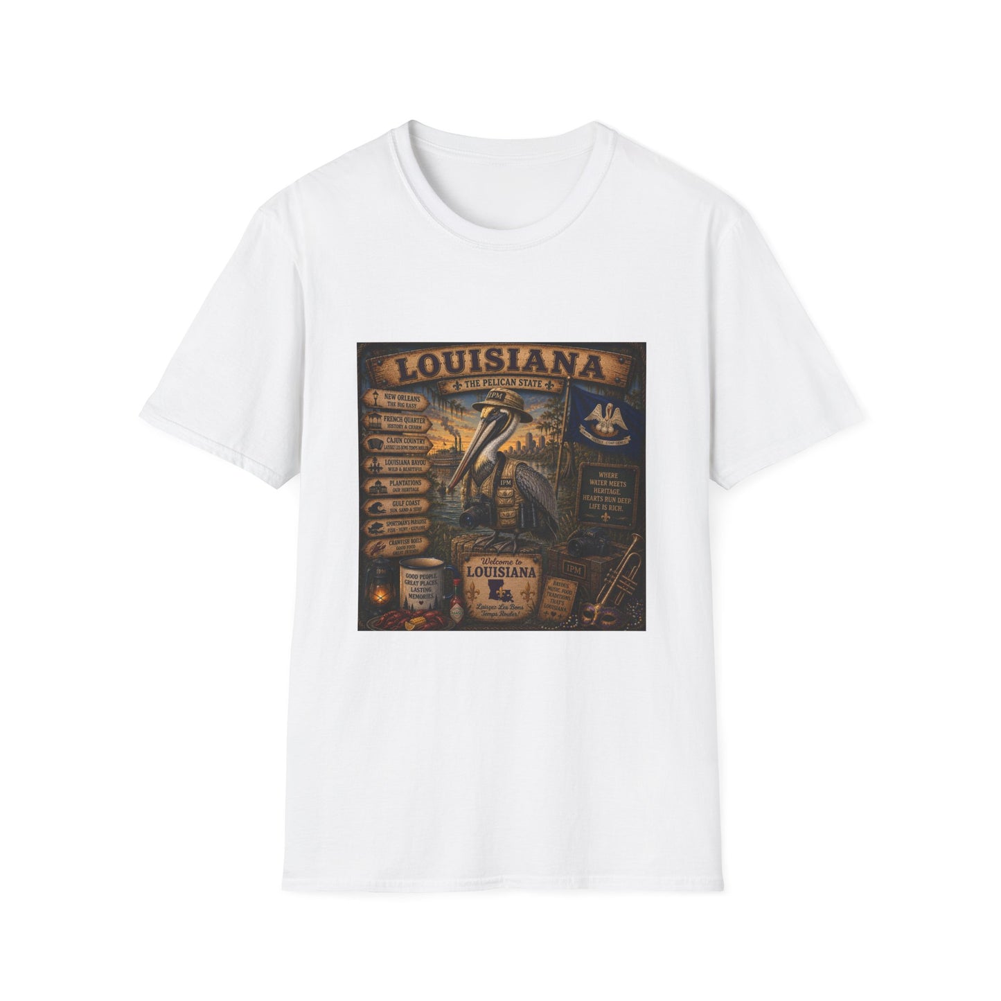 Louisiana Pelican State Vintage Poster T-Shirt — Retro Travel Souvenir