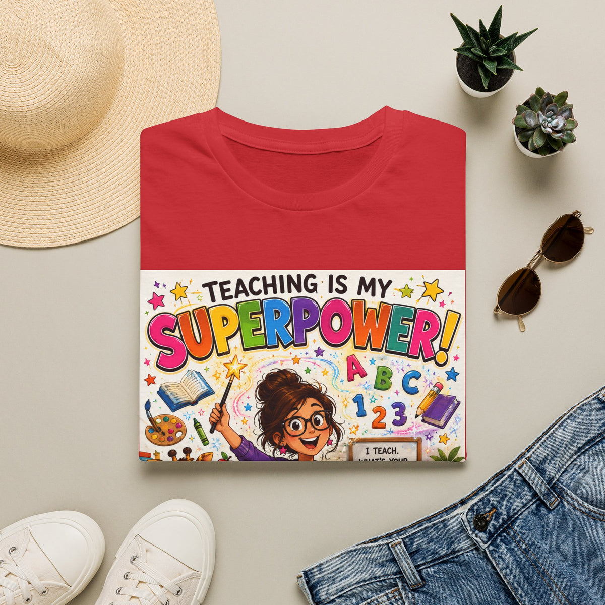 Teaching Is My Superpower T-Shirt — Colorful Teacher Appreciation Tee