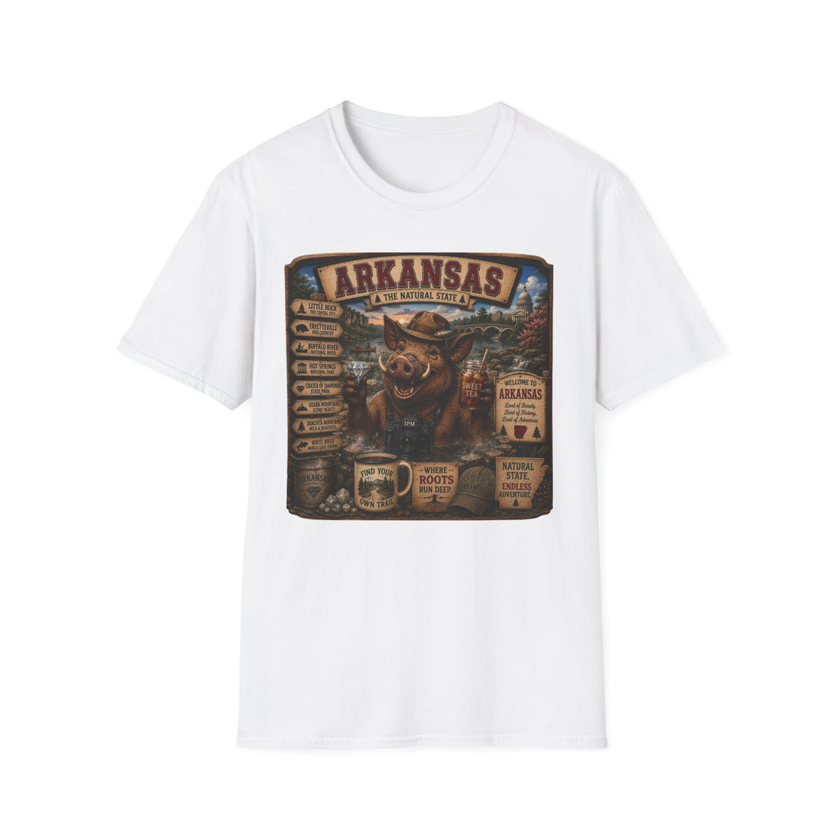 Arkansas Vintage Boar T-Shirt — State Travel Sign Souvenir