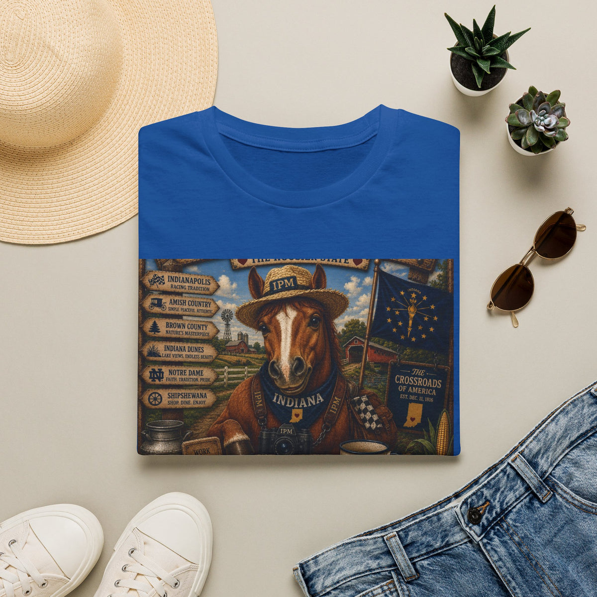 Indiana Scout Dog T-Shirt — Vintage State Travel Poster Design
