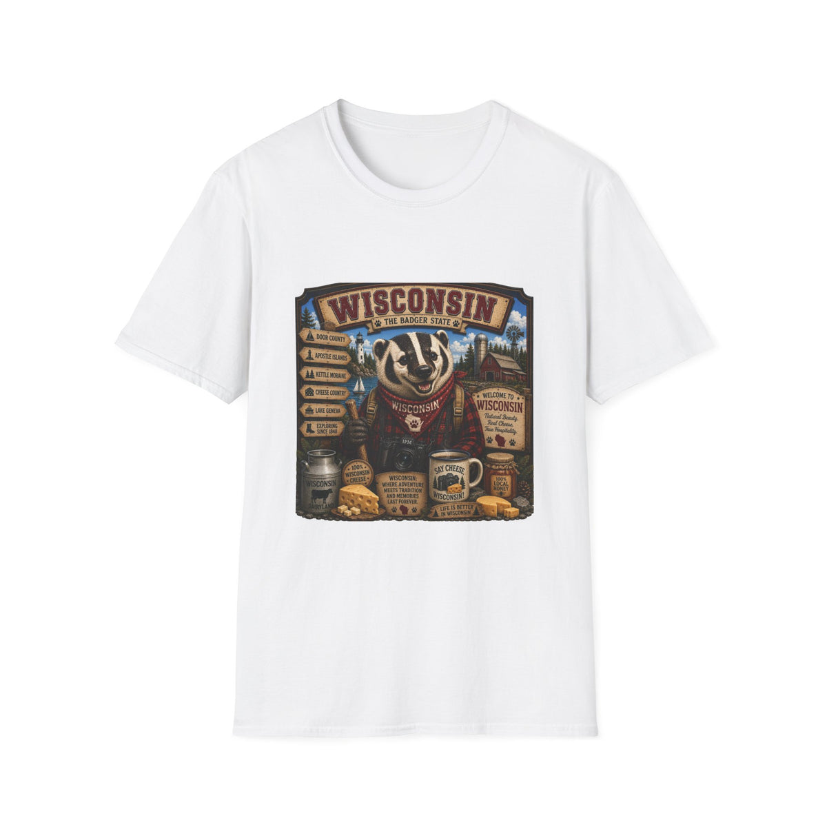 Wisconsin Badger Retro Travel T-Shirt — Vintage State Pride Tee