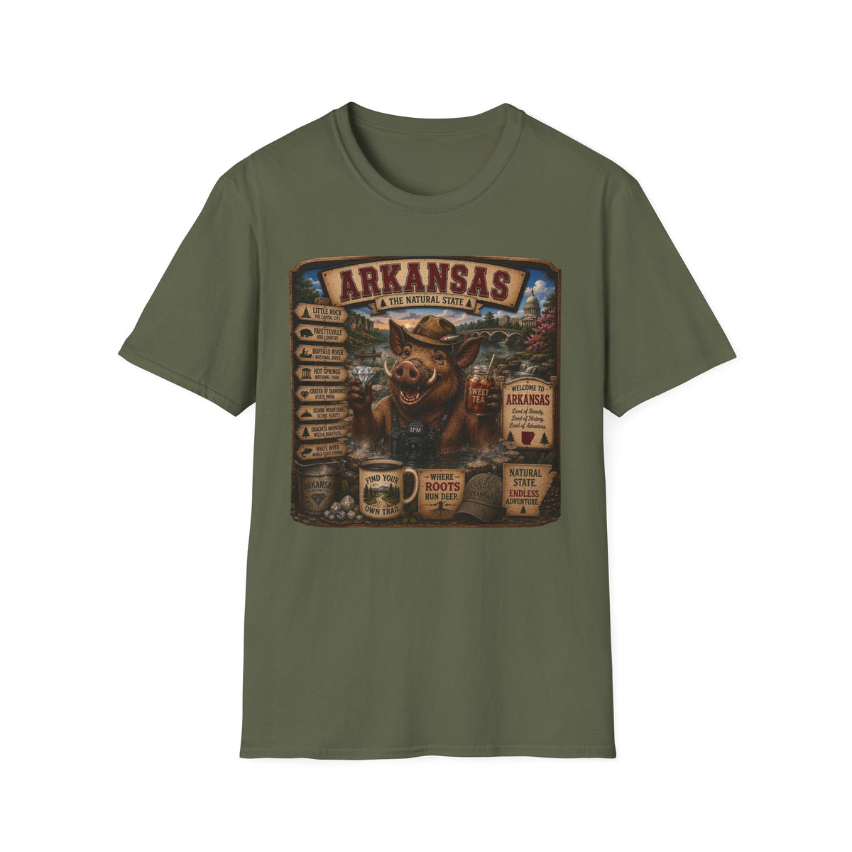Arkansas Vintage Boar T-Shirt — State Travel Sign Souvenir