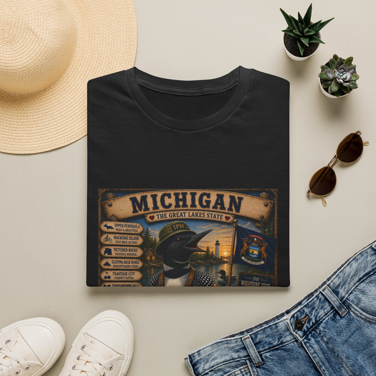 Michigan Vintage Travel T-Shirt — The Great Lakes State Graphic Tee