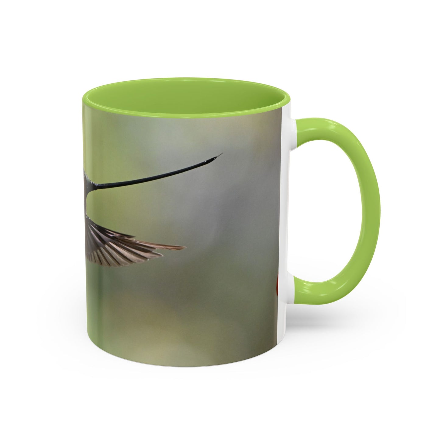 Hummingbird Accent Coffee Mug – 11/15oz Ceramic Mug with Black Interior & Handle