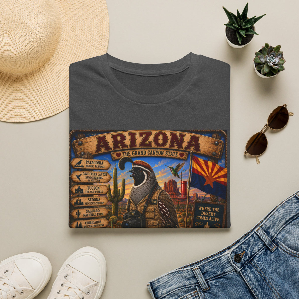 Arizona Vintage State Poster T‑Shirt — Grand Canyon Travel Tee