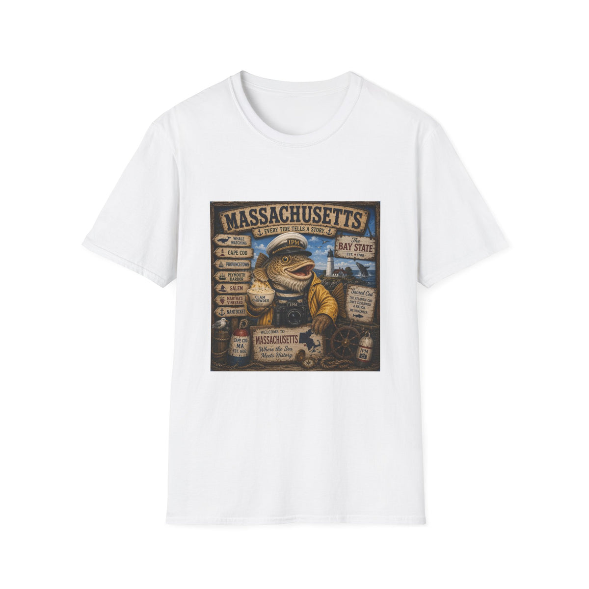 Massachusetts Fisherman T-Shirt – Vintage Cape Cod & Bay State Nautical Tee