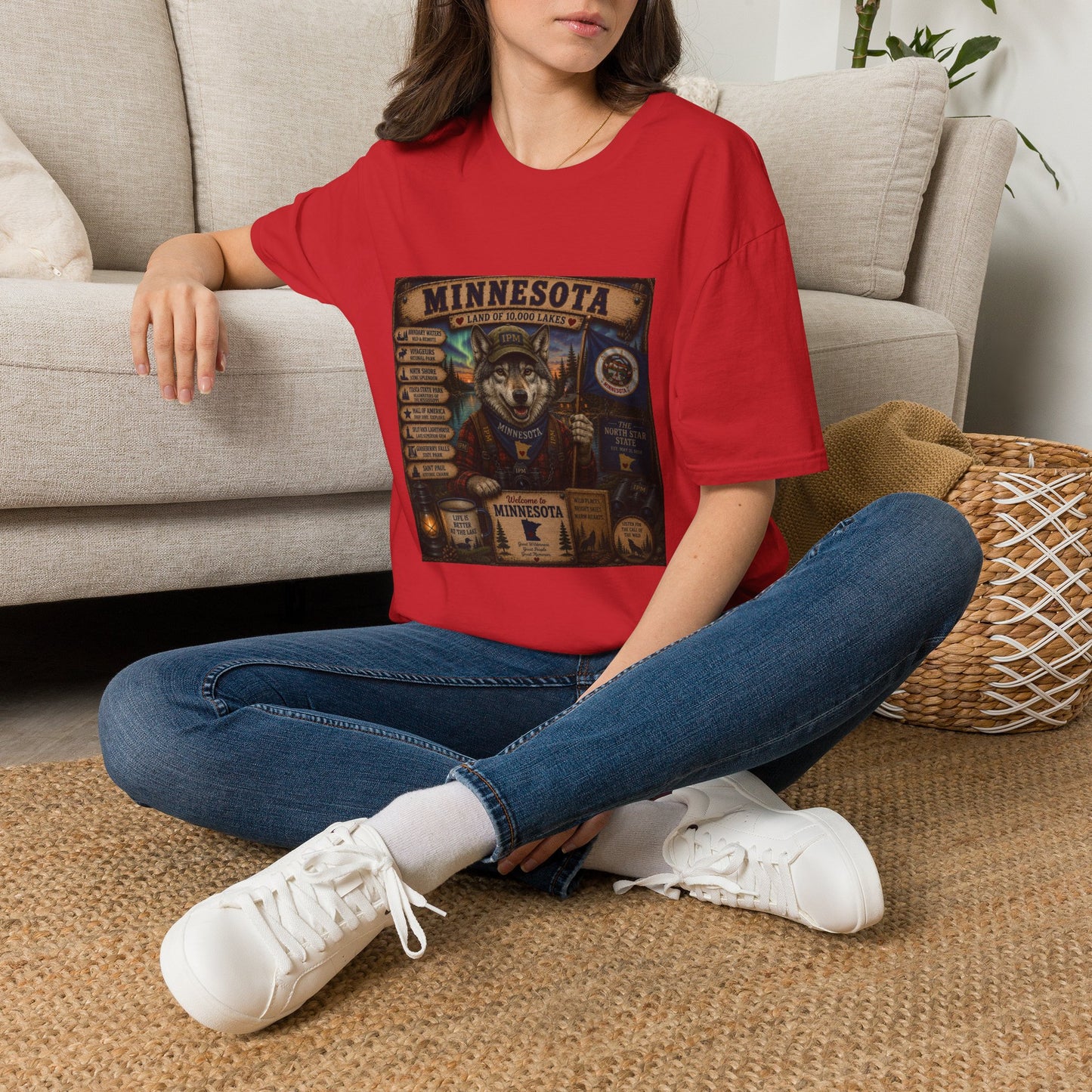 Minnesota Wolf Vintage Graphic T-Shirt – Land of 10,000 Lakes Travel Tee
