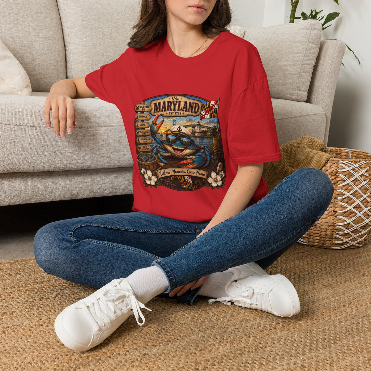 Maryland Vintage Crab T-Shirt – Chesapeake Bay Coastal Travel Tee