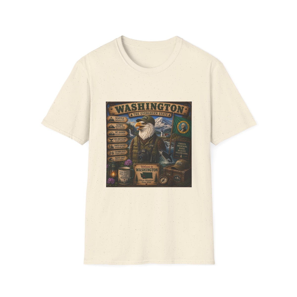 Washington State Eagle Vintage Graphic T-Shirt — The Evergreen State Souvenir