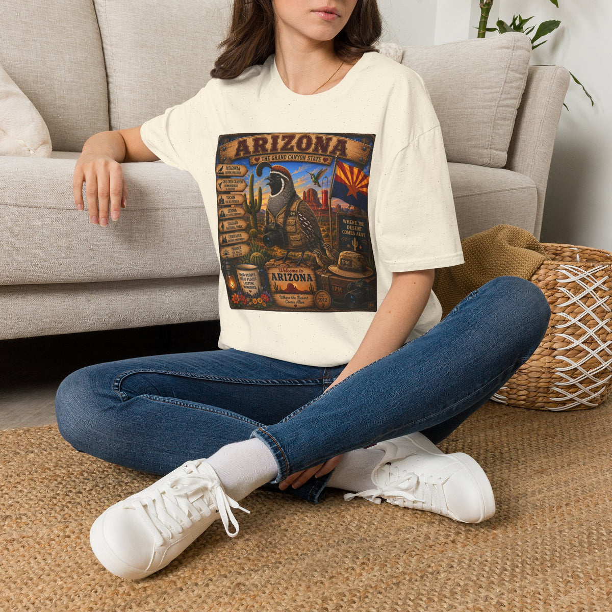 Arizona Vintage State Poster T‑Shirt — Grand Canyon Travel Tee