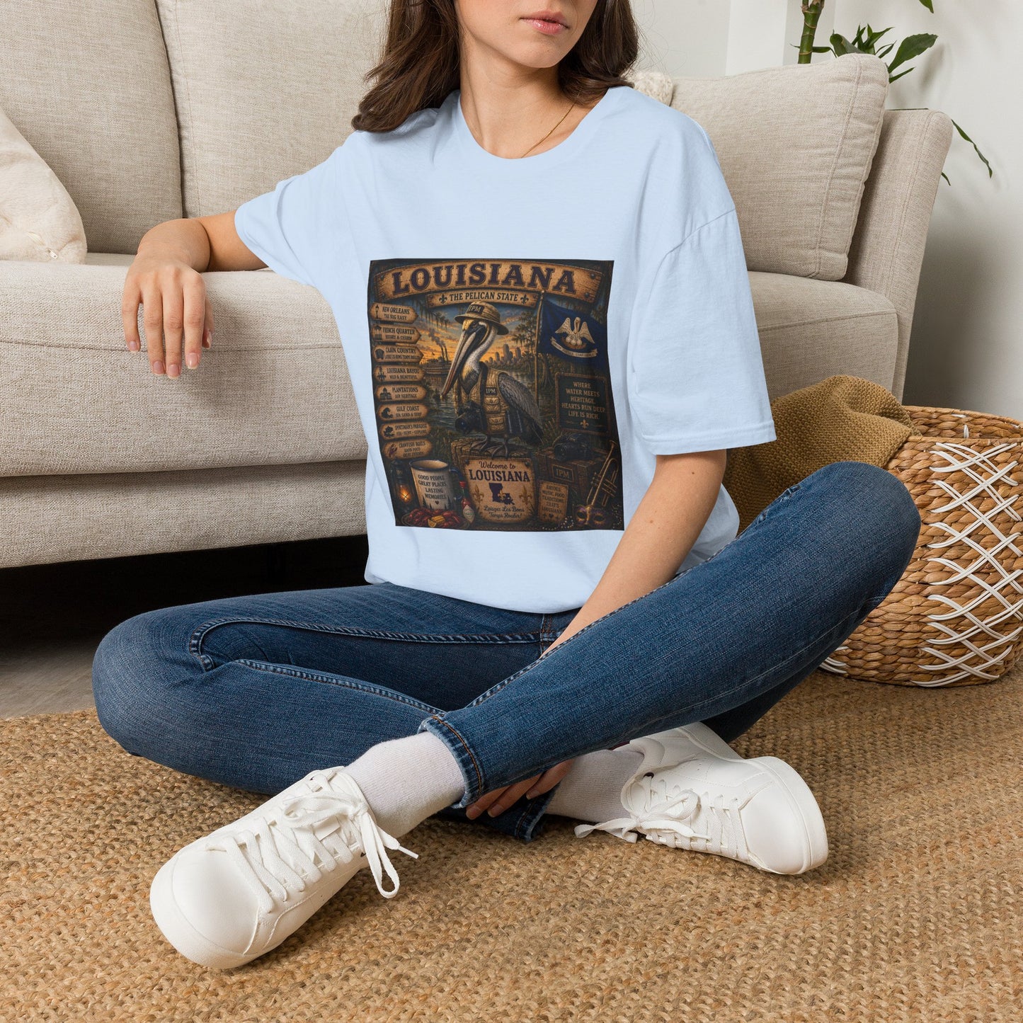 Louisiana Pelican State Vintage Poster T-Shirt — Retro Travel Souvenir