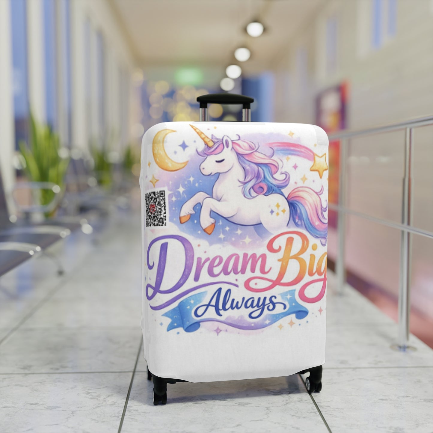 Unicorn Luggage Cover — 'Dream Big Always' Travel Protector