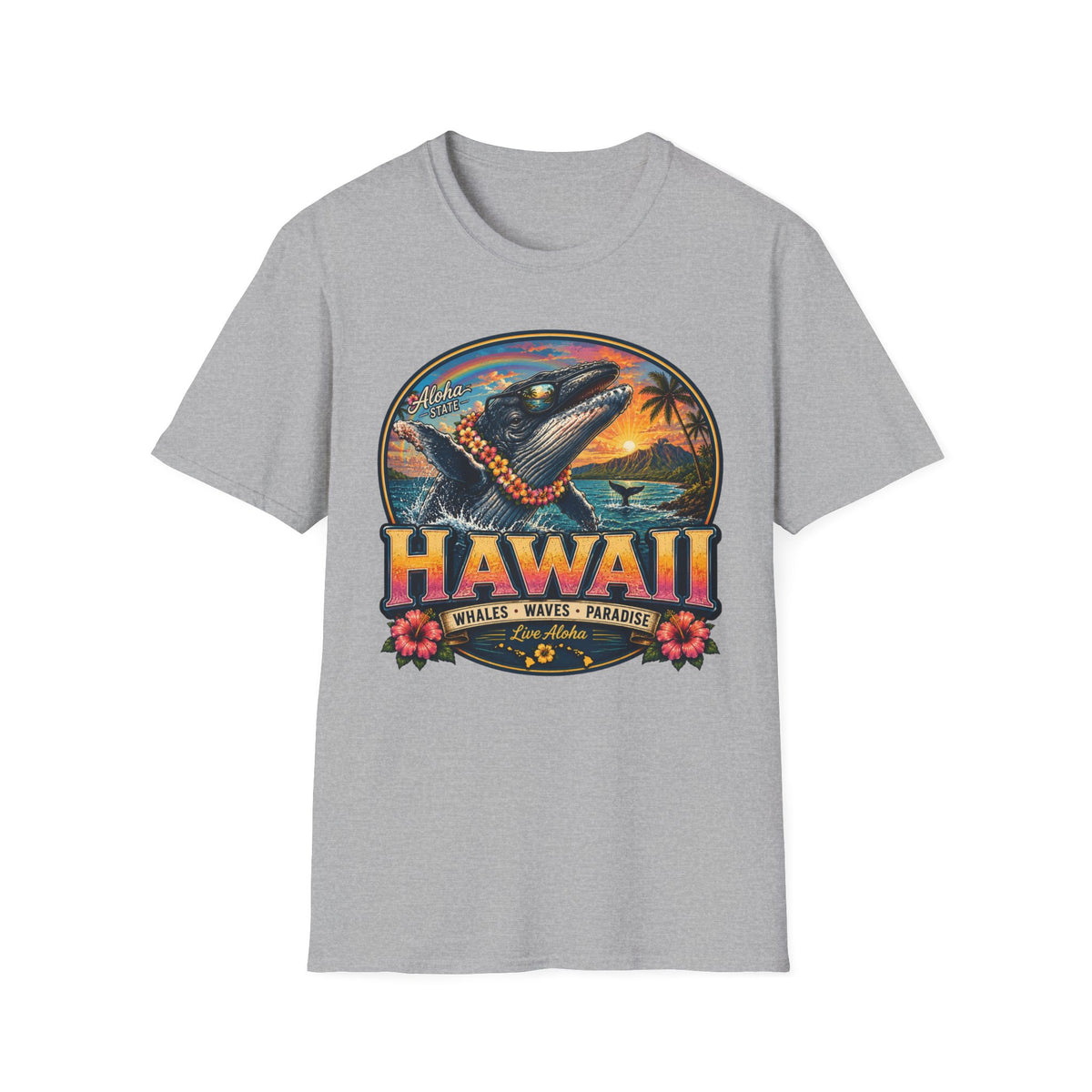 Hawaii Whale Sunset T-Shirt — Aloha Tropical Island Graphic Tee