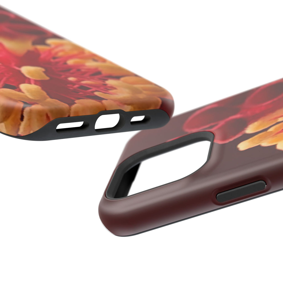Floral Macro Phone Case — Red & Yellow Pollen Design (Magnetic Impact-Resistant)