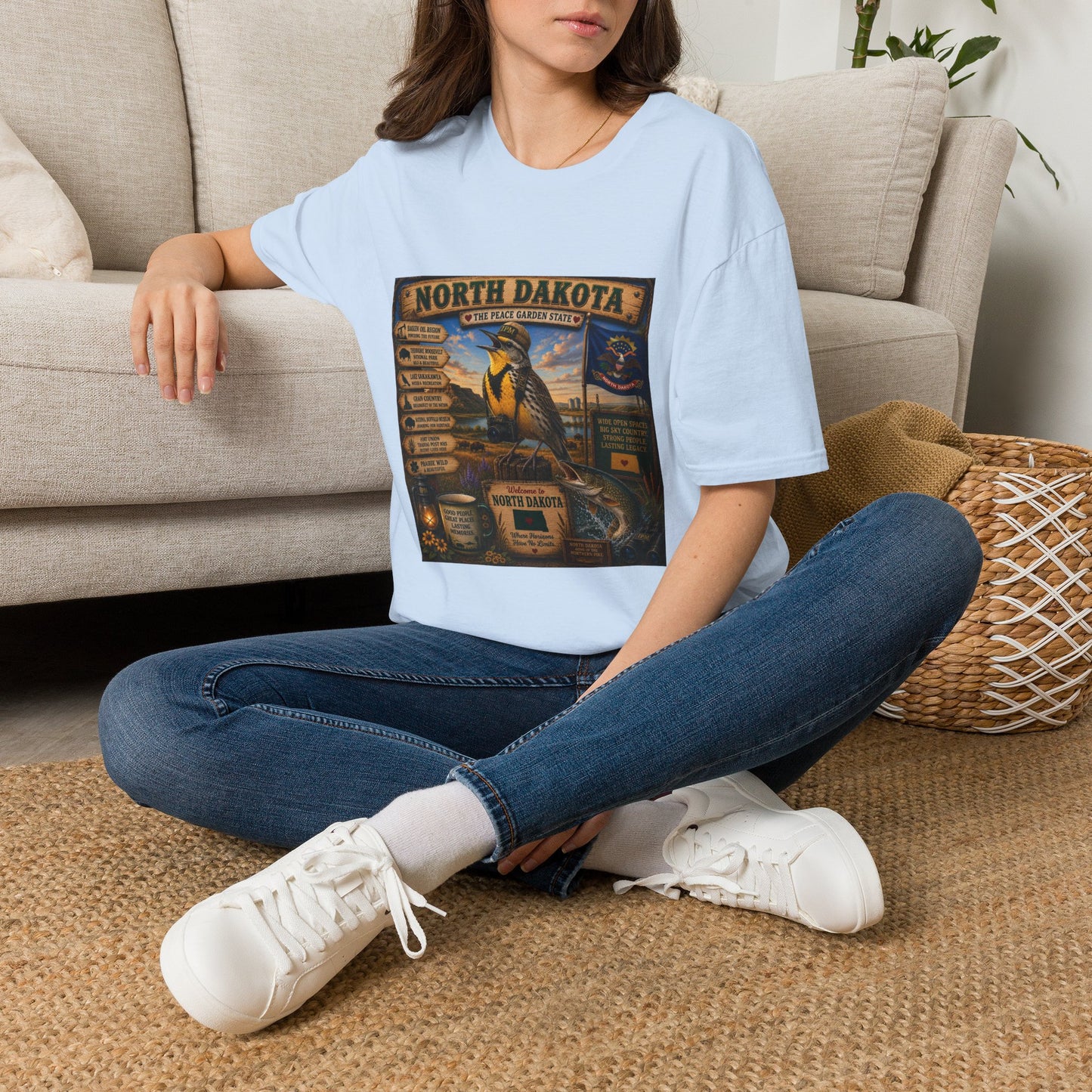 North Dakota State Pride T‑Shirt — "North Dakota: The Peace Garden State" Vintage Travel Design