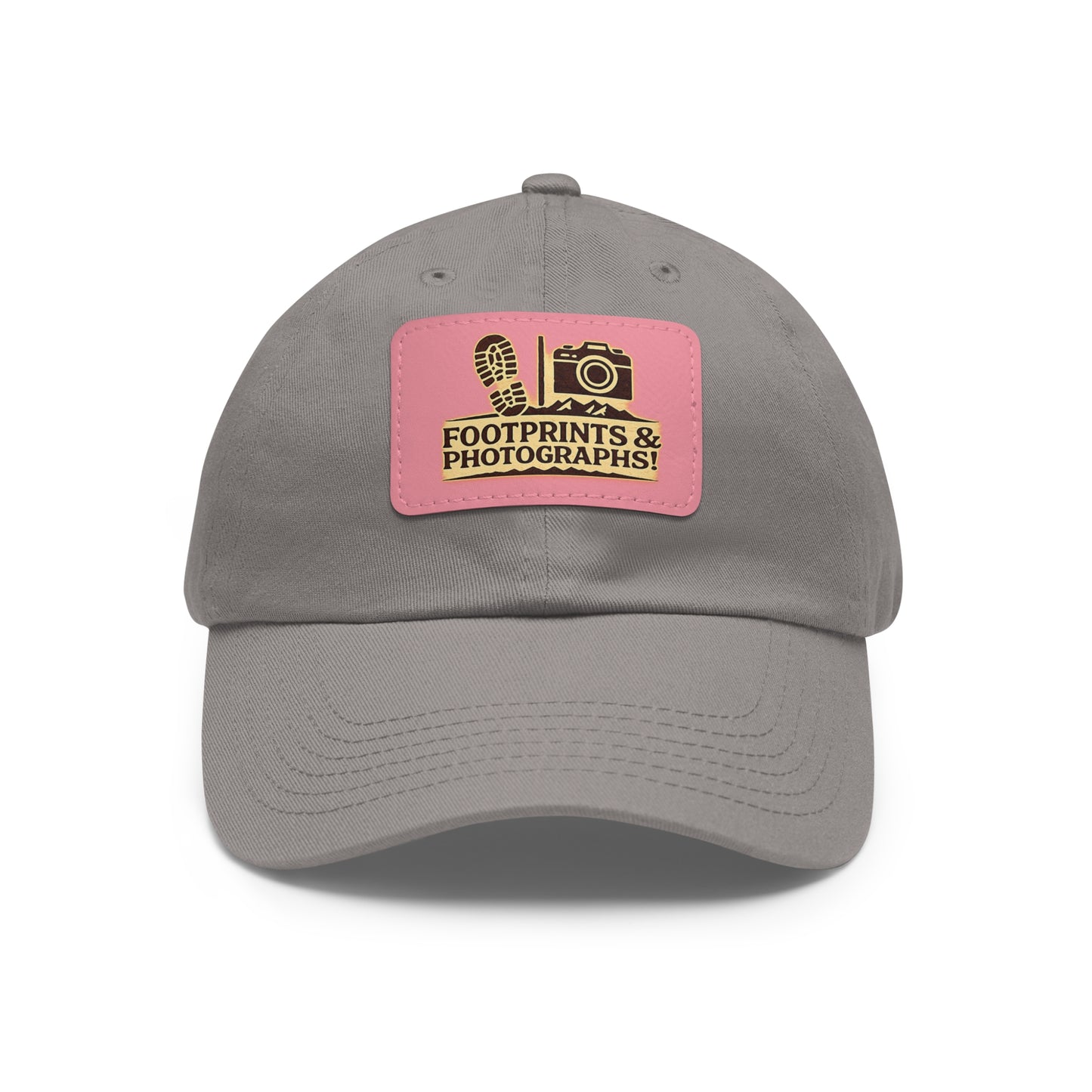 Leather Patch Dad Hat — "Footprints & Photographs" Outdoor Photographer Cap