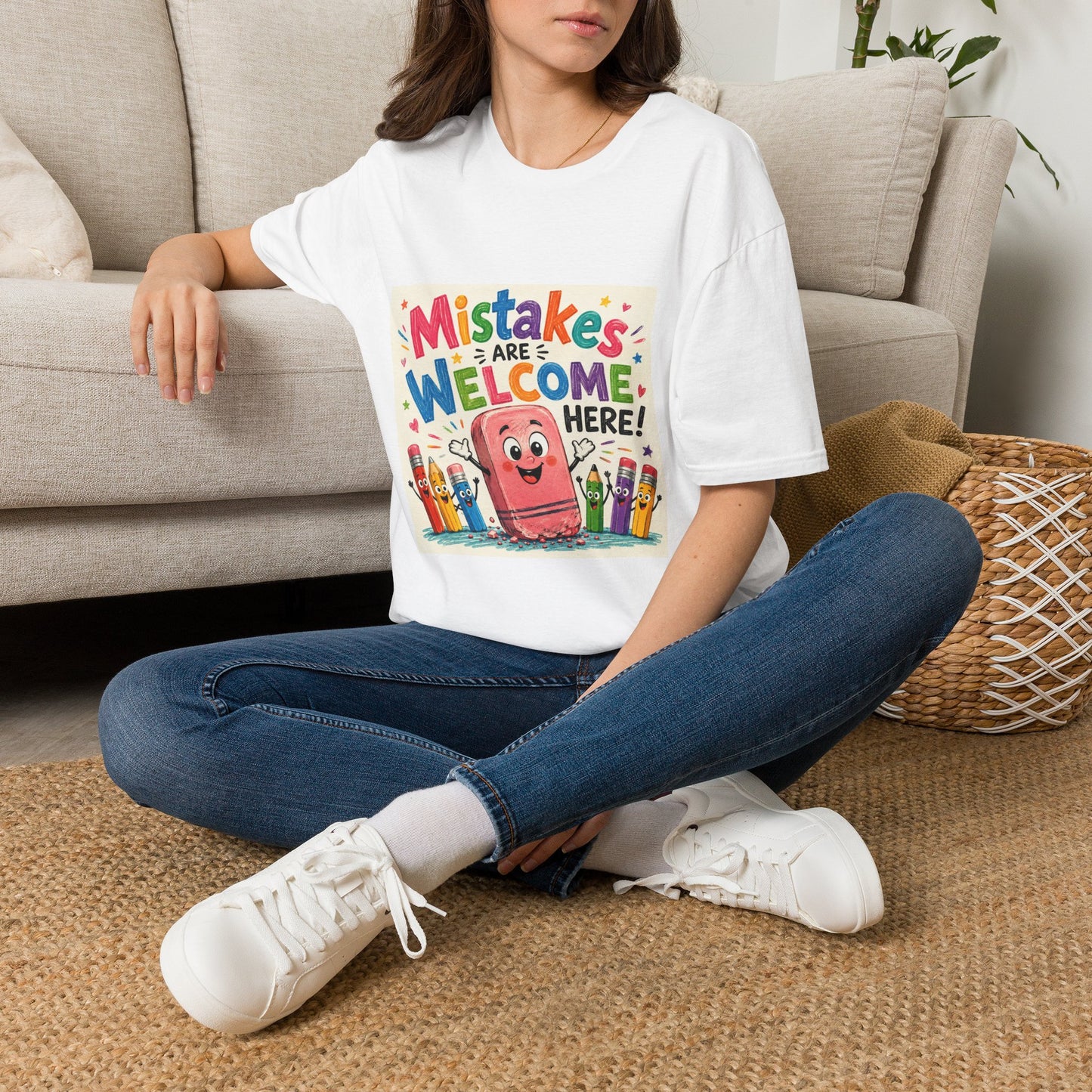 Kids' T-Shirt — "Mistakes Are Welcome Here" Positive Classroom Tee