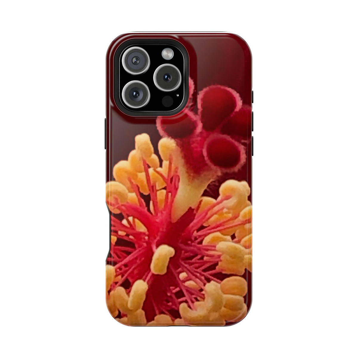 Floral Macro Phone Case — Red & Yellow Pollen Design (Magnetic Impact-Resistant)
