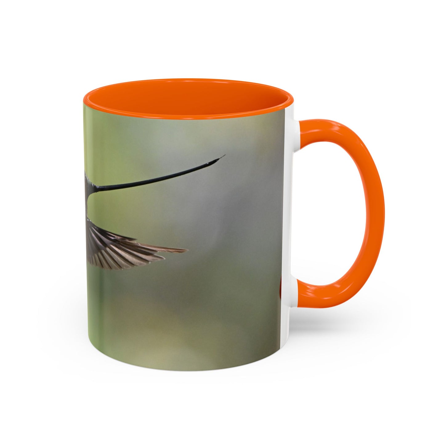 Hummingbird Accent Coffee Mug – 11/15oz Ceramic Mug with Black Interior & Handle
