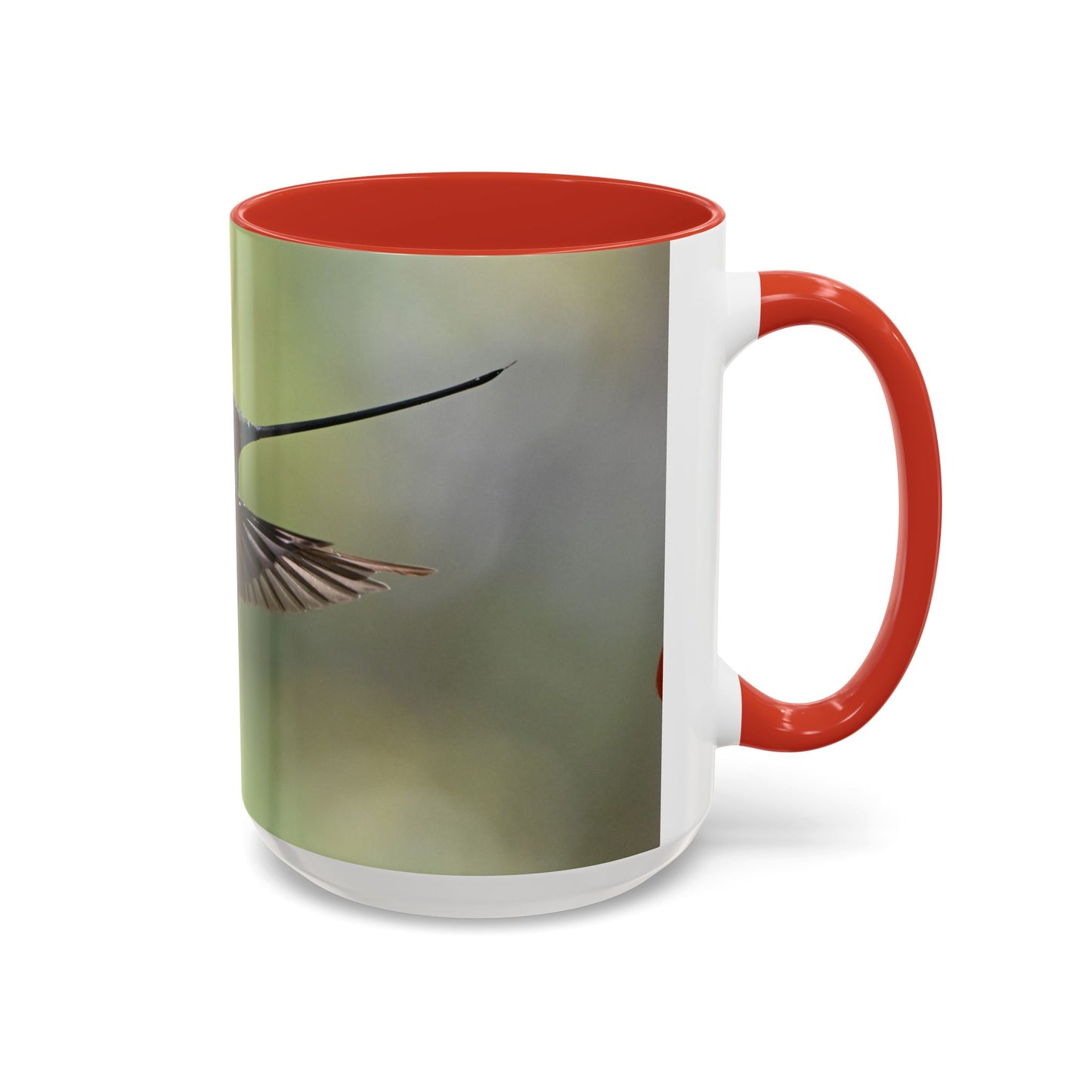 Hummingbird Accent Coffee Mug – 11/15oz Ceramic Mug with Black Interior & Handle