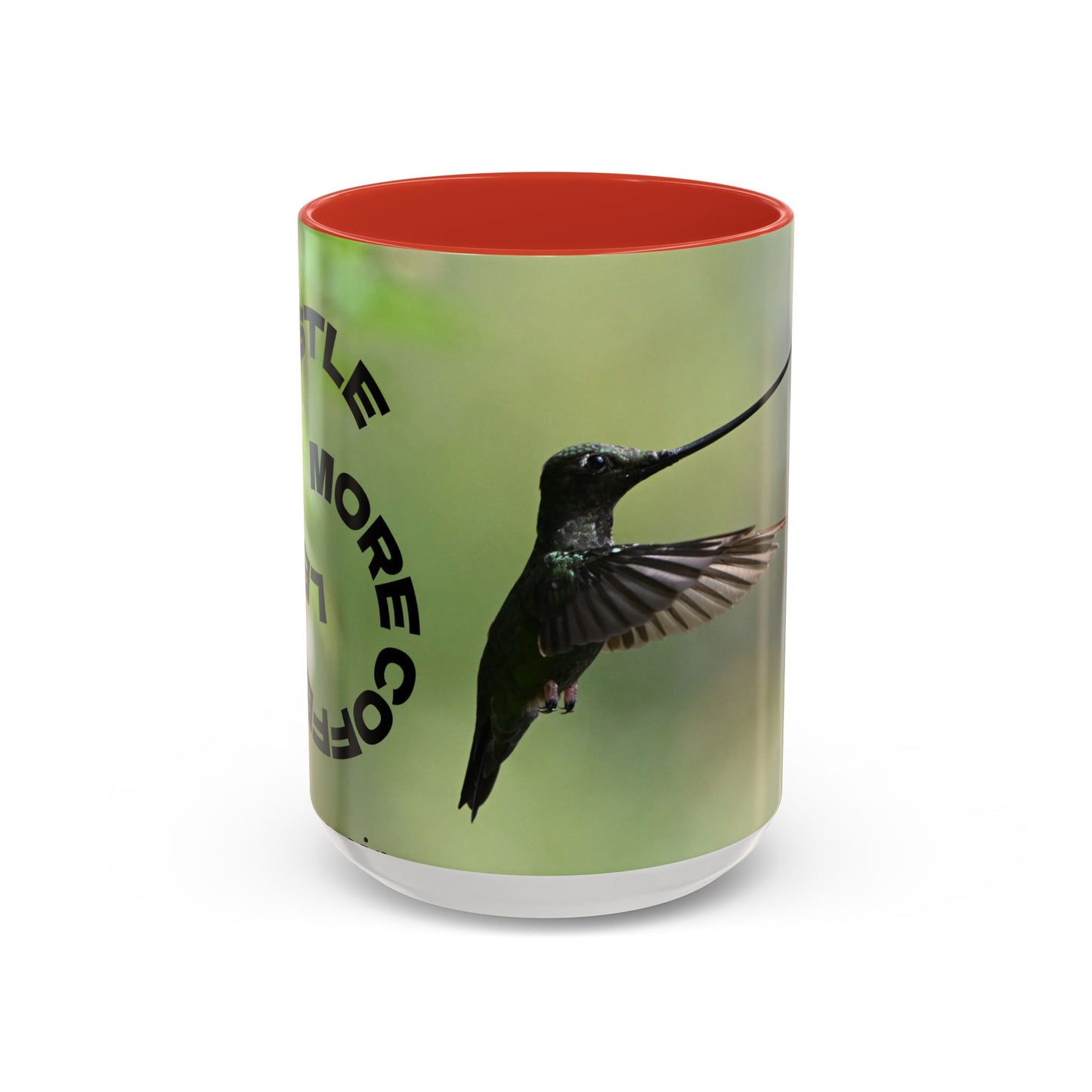 Hummingbird Accent Coffee Mug – 11/15oz Ceramic Mug with Black Interior & Handle