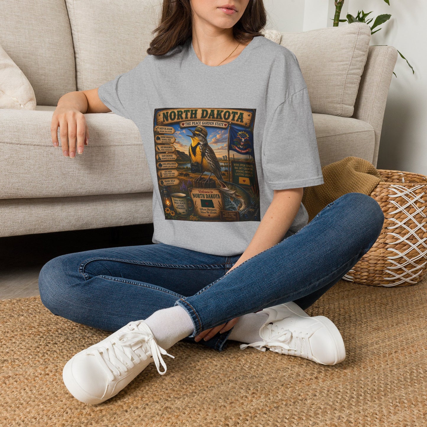 North Dakota State Pride T‑Shirt — "North Dakota: The Peace Garden State" Vintage Travel Design