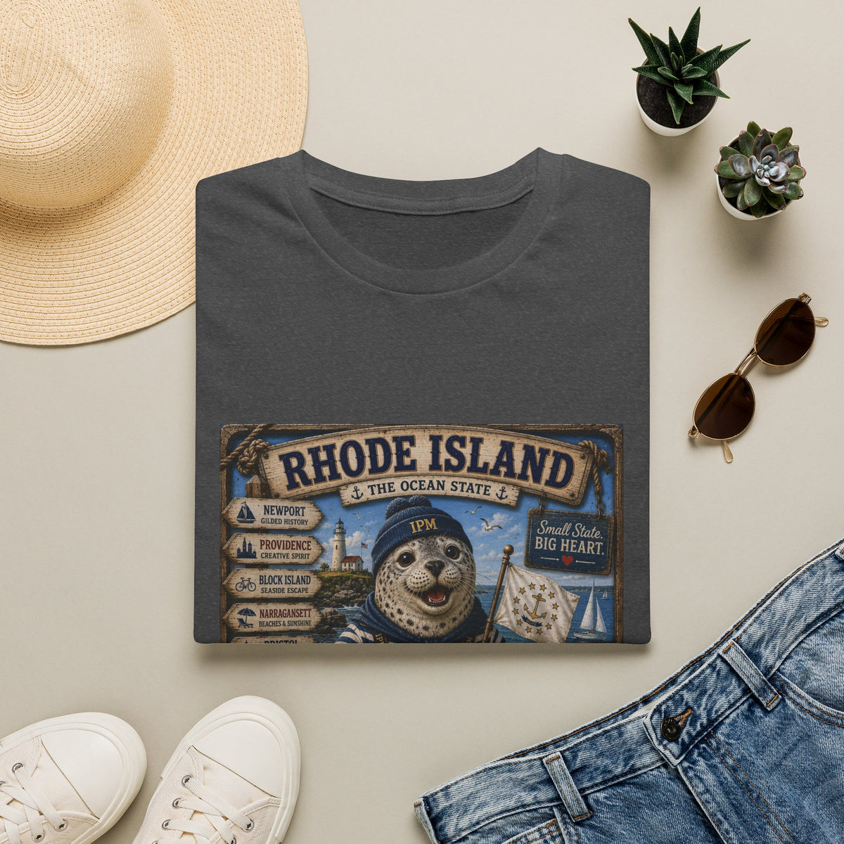 Rhode Island Sealife T-Shirt — 'The Ocean State' Vintage Seal Design